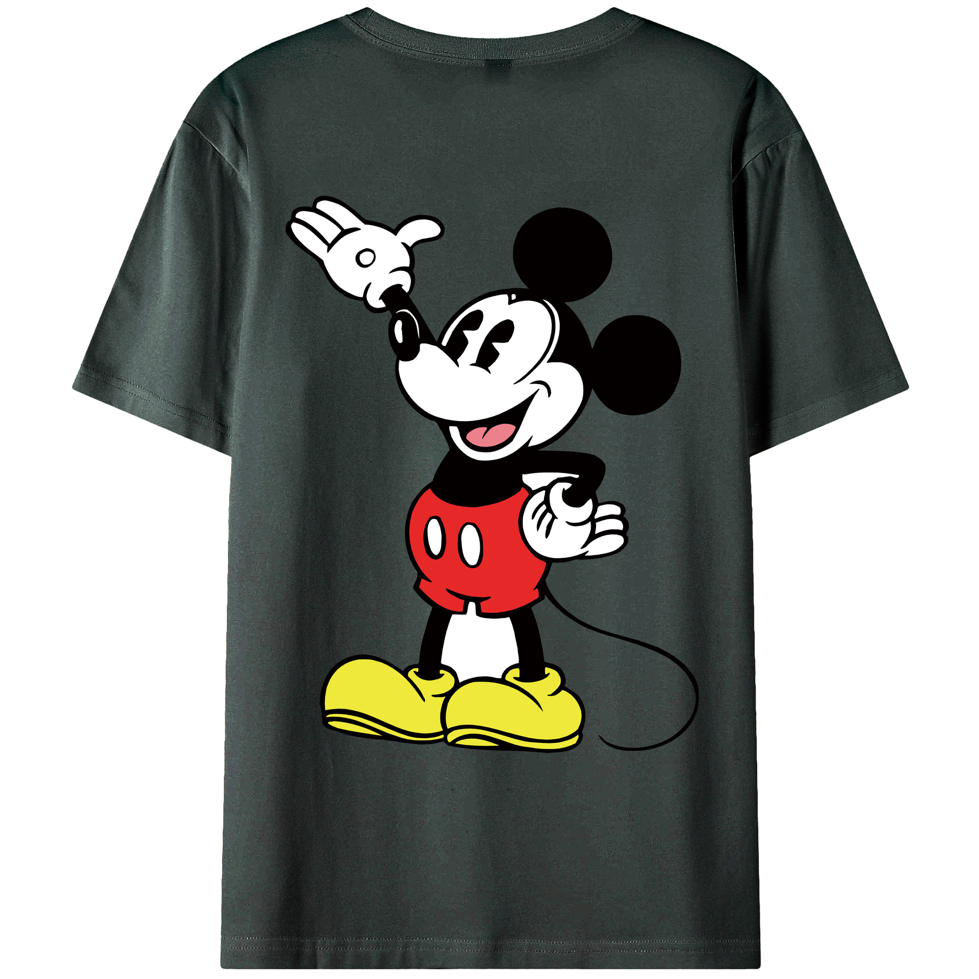 ミッキーマウス Mickey Mouse 綿100％ メンズ半袖Tシャツ（バックプリント） 通気性